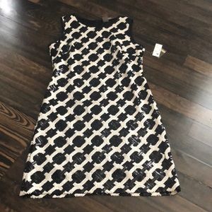 Taylor dress w/tags.Black & Cream sequins.12